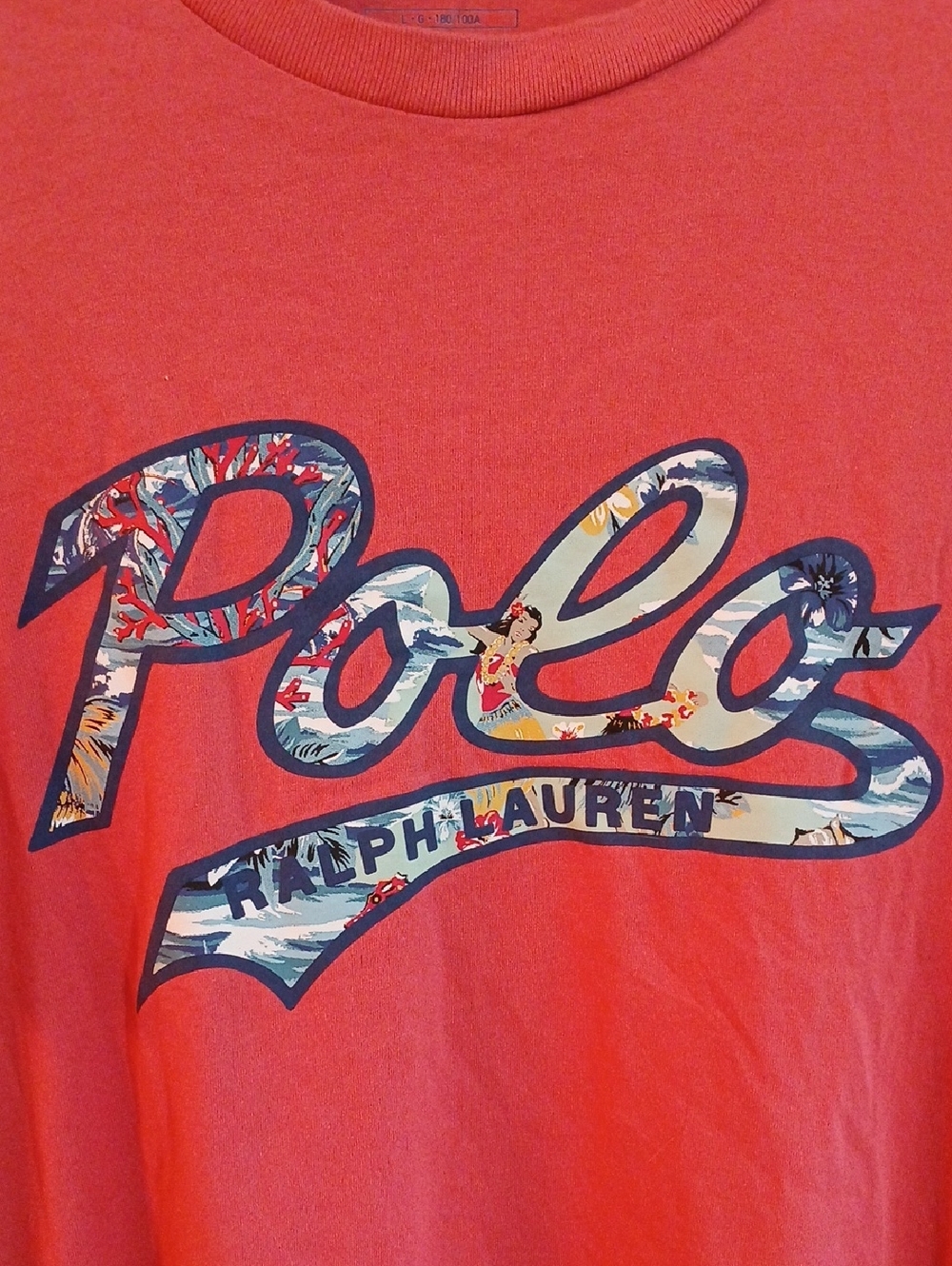 Polo Ralph Lauren Hawaiian Tropical Logo Tee - Coral Pink - Large